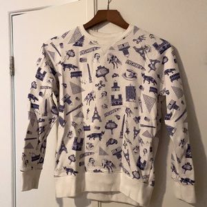 White & Blue Maison Kitsune printed sweatshirt